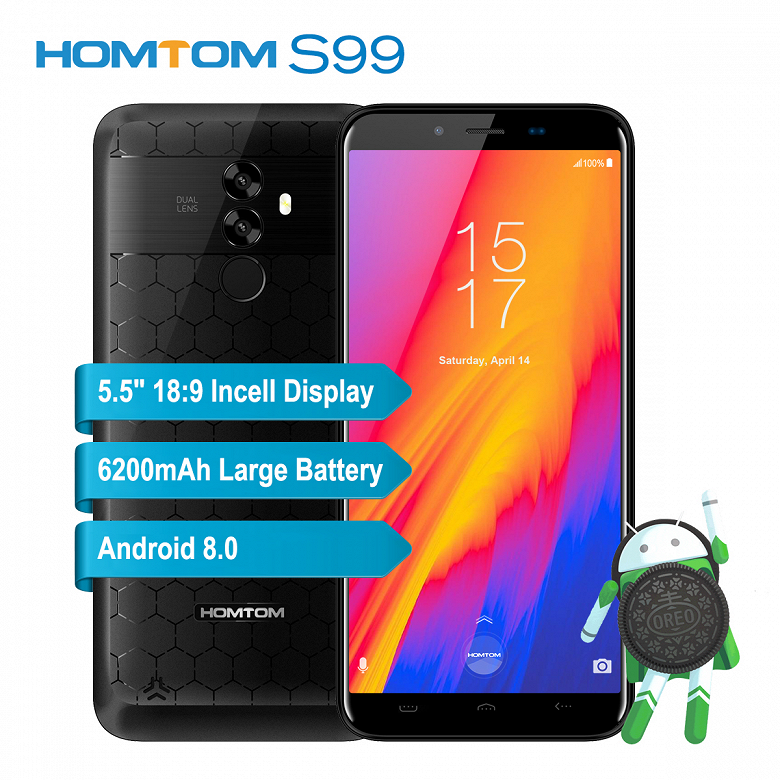 Новый смартфон Homtom S99 получил аккумулятор на 6200 мАч
