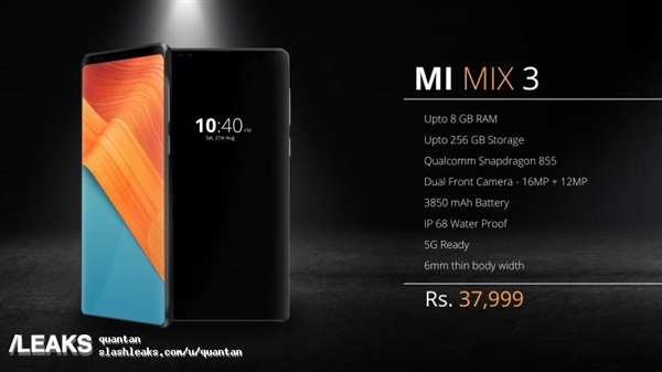 Смартфон Xiaomi Mi Mix 3 получил большую рамку над экраном