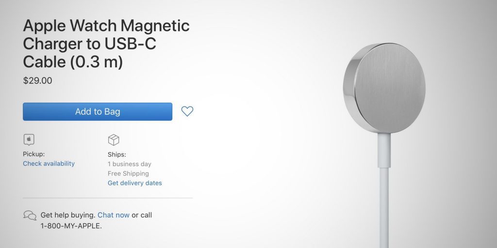 Apple начала продажи кабеля USB-C для Apple Watch
