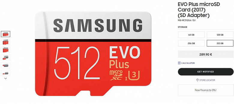 Samsung запустила продажи карты памяти для смартфонов на 512 ГБ