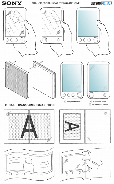 Sony запатентовала гибкие смартфоны с прозрачными экранами