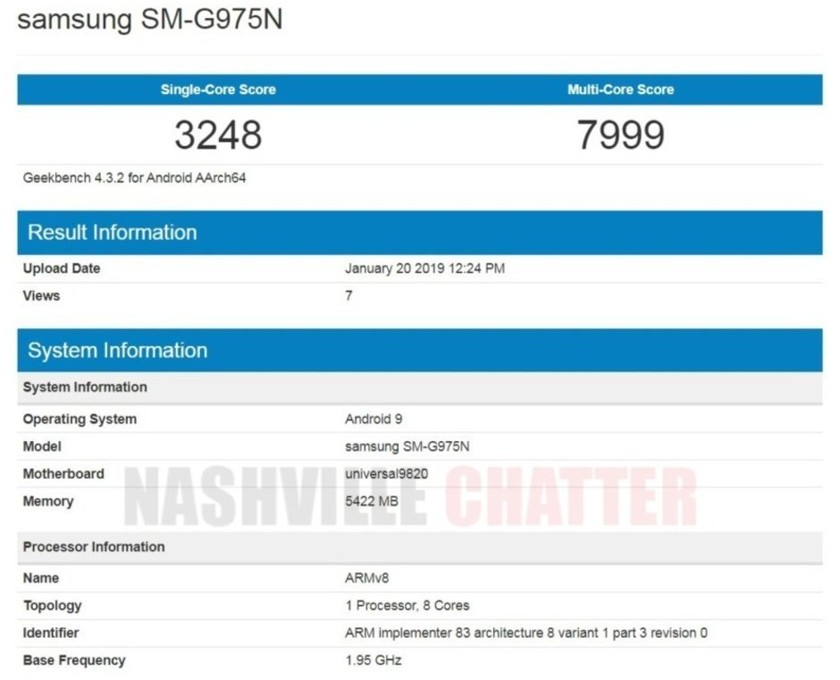Samsung Galaxy S10 и S10+ с чипом Exynos появились в Geekbench