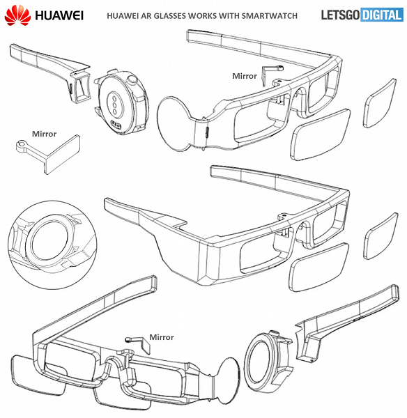 Huawei запатентовала умные часы встроенные в умные очки