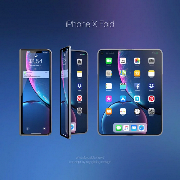 Гибкий смартфон iPhone X Fold представили на новых рендерах