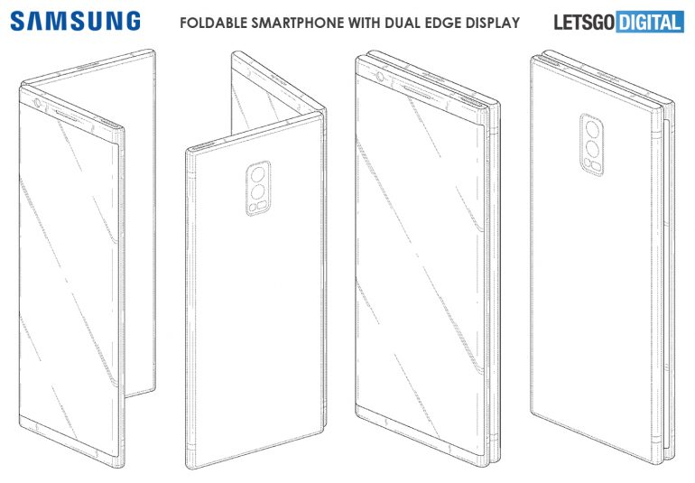 Samsung запатентовали смартфон с экранами, складывающимися вдвое