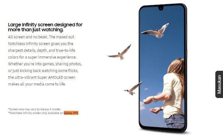 Смартфон Samsung Galaxy A90 получит дисплей Notchless Infinity Screen