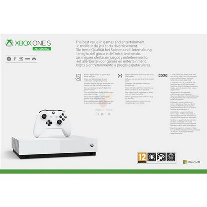 Названы характеристики и цена бюджетной консоли Xbox One S All Digital