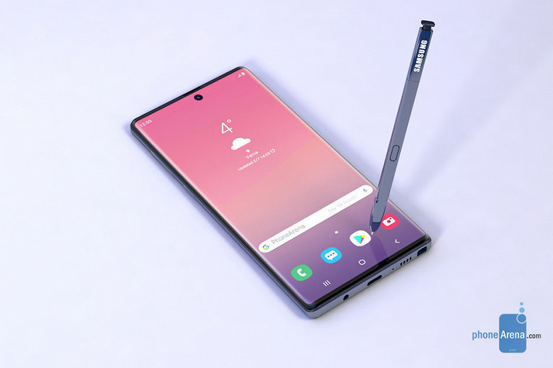 Рендер от PhoneArena раскрыл особенность смартфона Samsung Galaxy Note10
