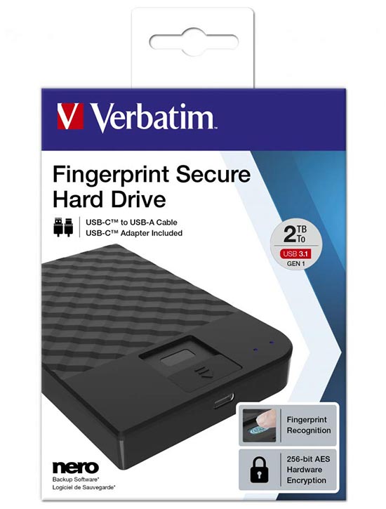 Новый внешний жесткий диск от Verbatim защищен сканером отпечатка пальца