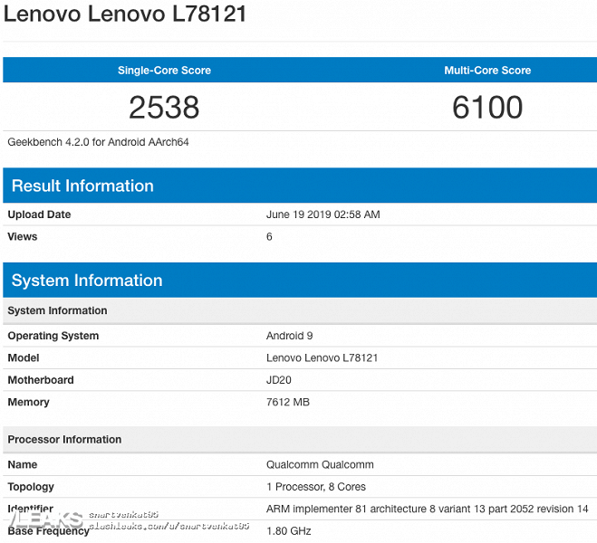 Смартфон Lenovo Z6 появился в базах регуляторов
