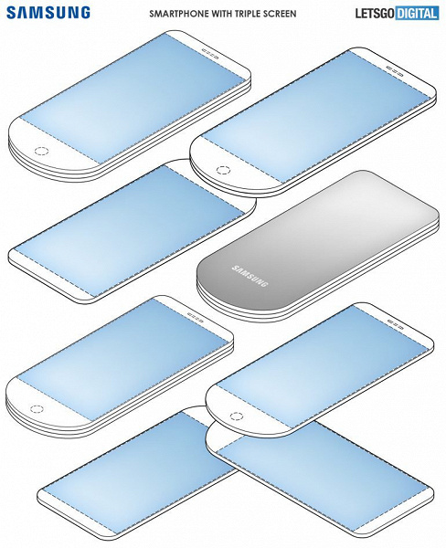 Samsung запатентовала смартфон со скрытыми дисплеями