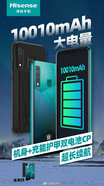 Hisense представила новый смартфон с батареей на 10010 мАч